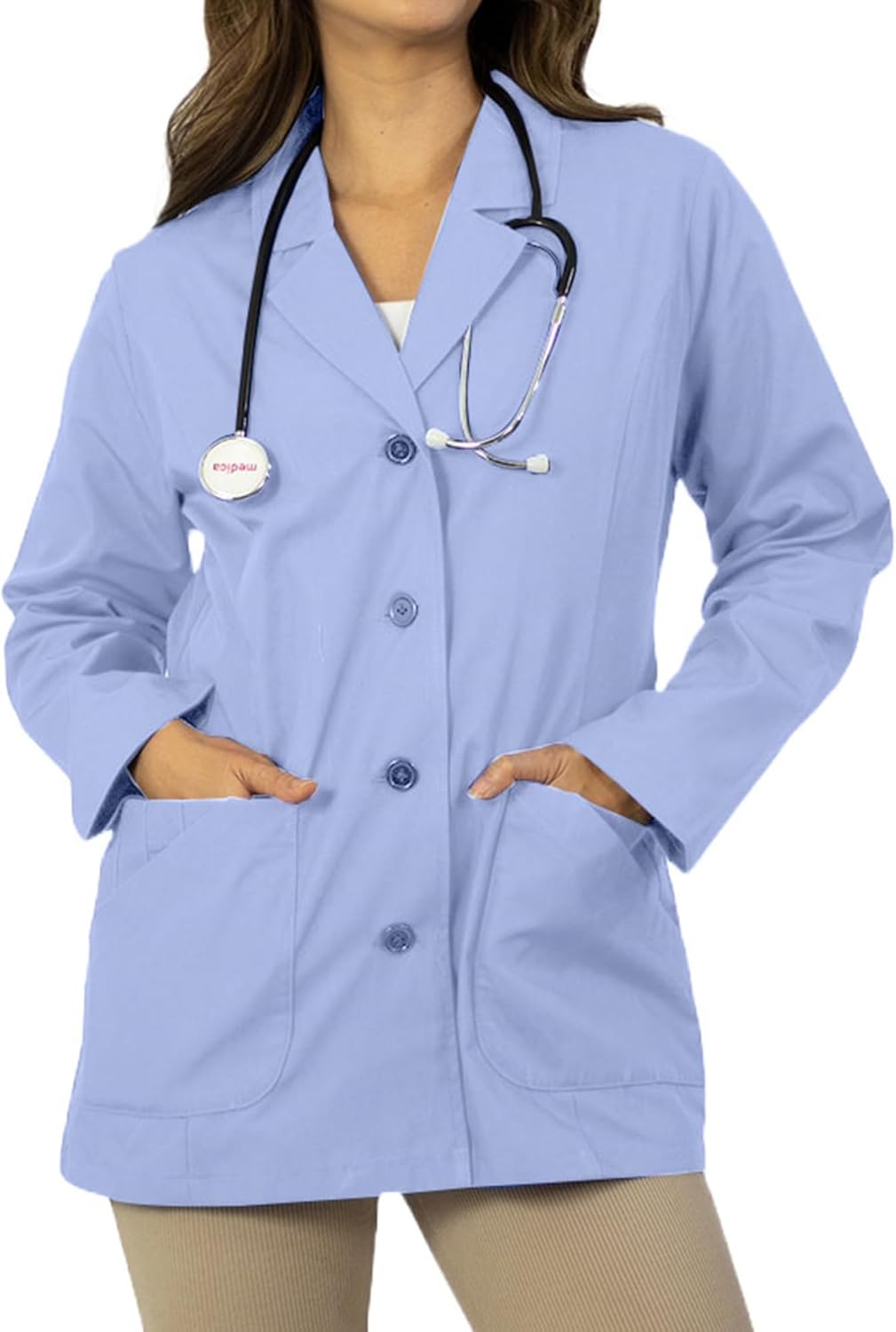 HEEDFIT Panda Uniform 29” Unisex Lab Coat – Personalized Embroidery, Scrub Coat Black