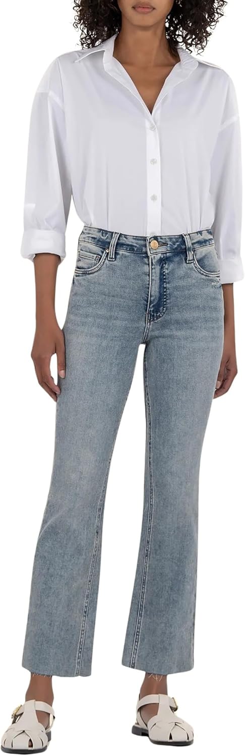 KUT from the Kloth Womens Kelsey High-Rise Fab Ab Ankle Flare-nset Leg