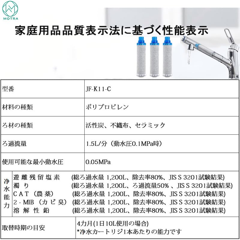 Amazon | 【互換品】JF-K11-C 交換用浄水カートリッジ 8+2物質除去