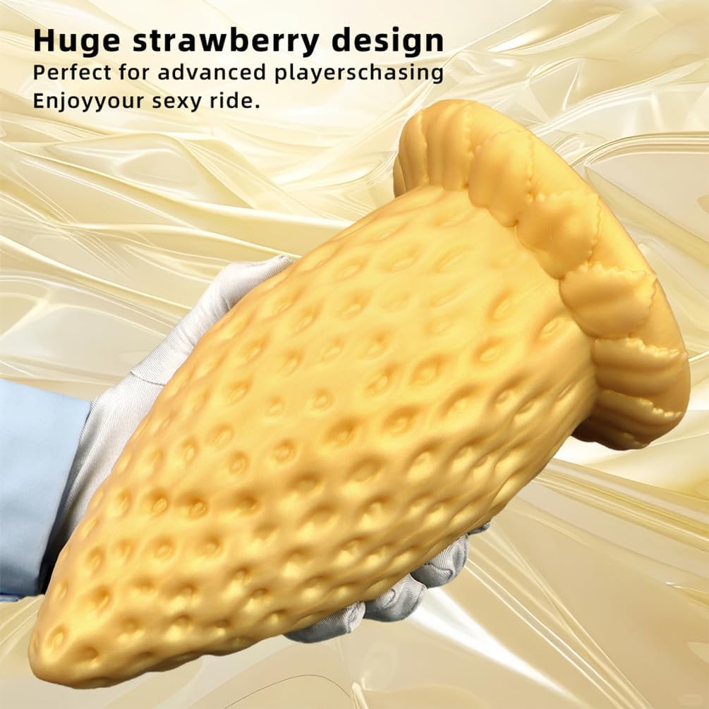 Plug anale fragola oro ventosa grande dilatatore anale dildo gigante pene enorme dildo anale prostata plug anale masturbazione giocattoli sessuali for donne(L)