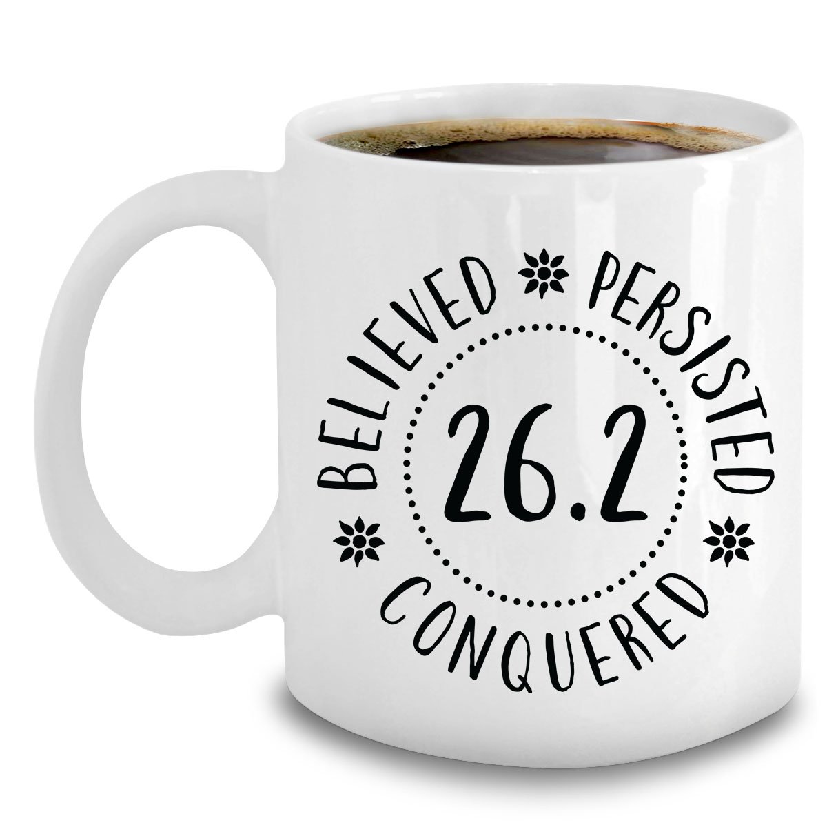 HLXFF3 Marathoner Gifts - Marathon Mug - 26.2 Believed Persisted Conquered - Runner Gifts for Women.