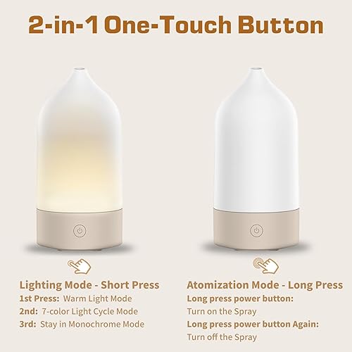 Miniatura 9 de Difusor de aceite esencial, difusor de aromaterapia 3 en 1 de 4.1 fl oz, pequeño humidificador ultrasónico de niebla fría con 7 luces nocturnas que