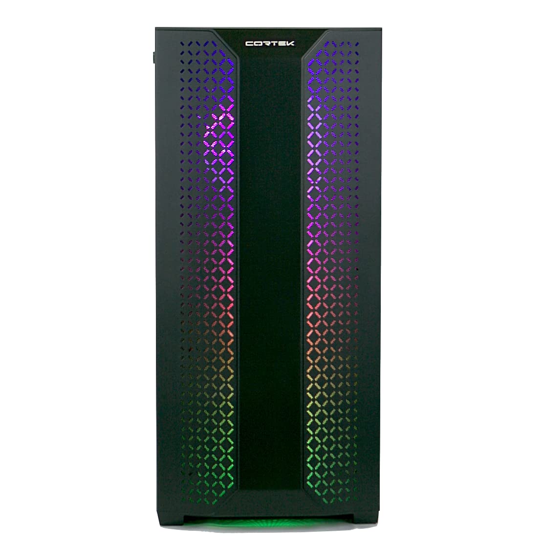 Naos - Case Gaming, ATX Mid-Tower con Pannello Laterale in Vetro Temperato, Due Strip RGB Frontali, Ventola Posteriore 120 mm, Nero