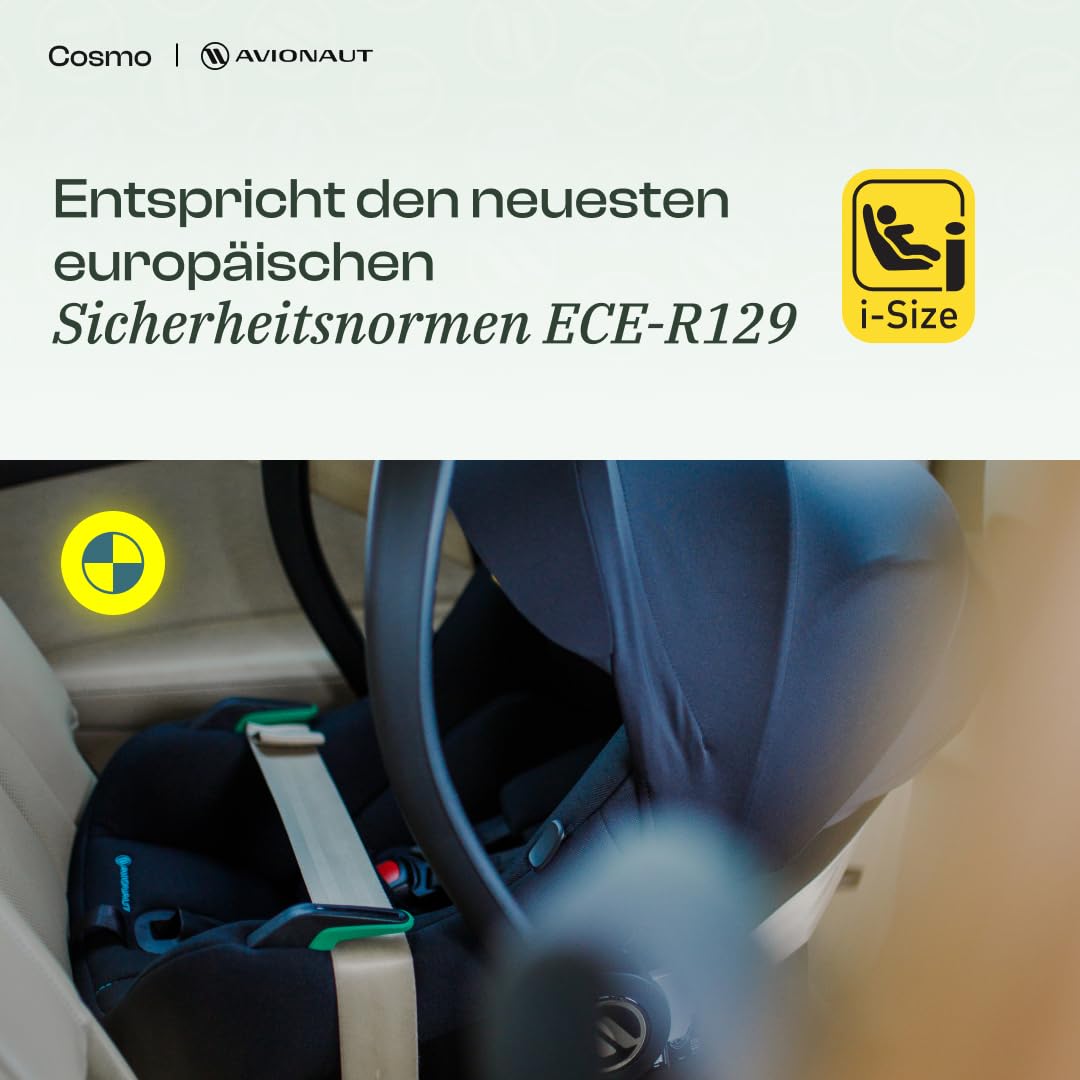 Avionaut Cosmo Smart Kindersitz (0-13 kg, 40-87 cm) | Sicher & Bequem | Ergonomischer Baby-Autositz | ISOFIX-kompatibel für Neugeborene & Babys (Grey)