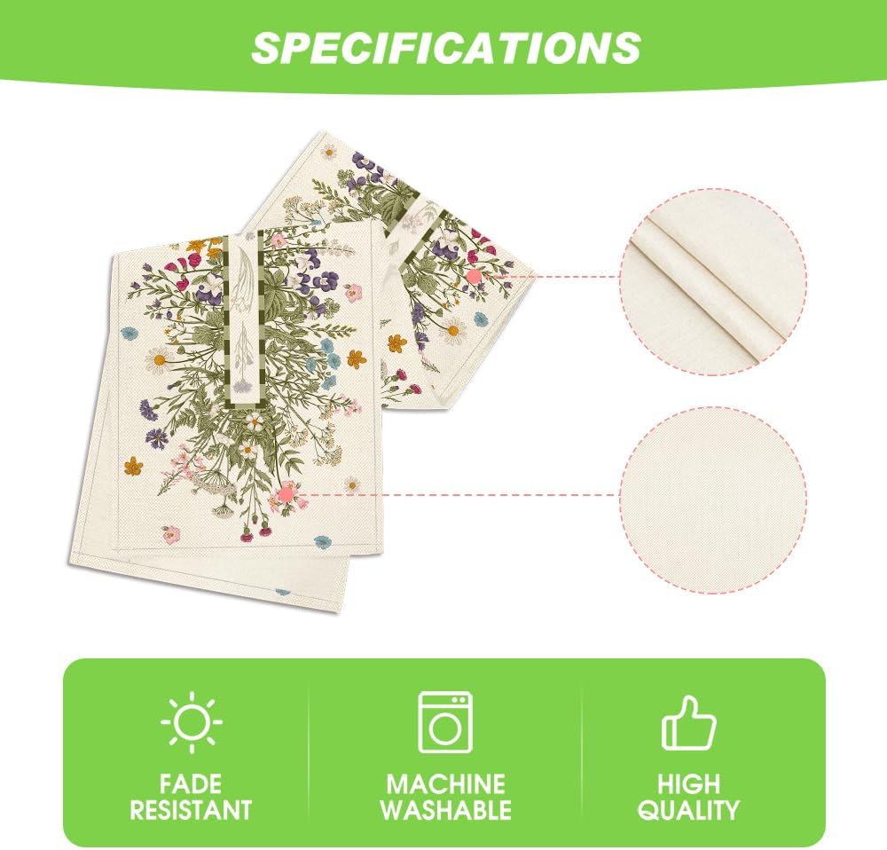 Vinta Wildflowers Daisy Spring Table Runner, Seasonal Summer