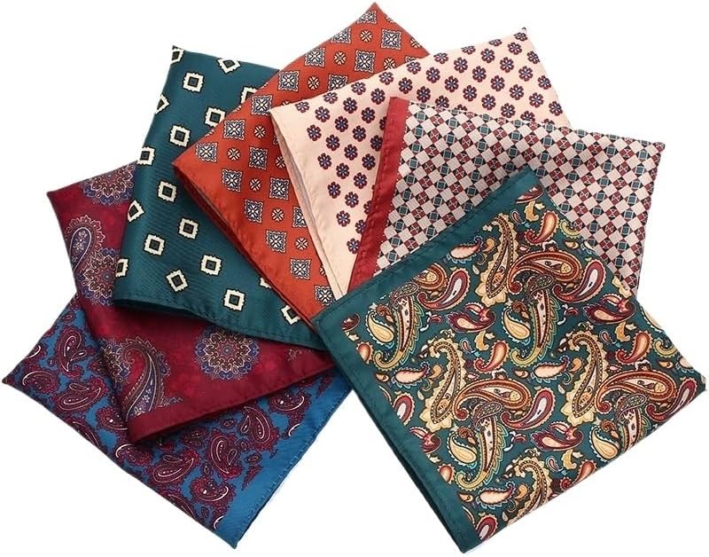 Men's Polyester Pocket Square Suit Dress Chestnut Handkerchief Multicolor Geometric