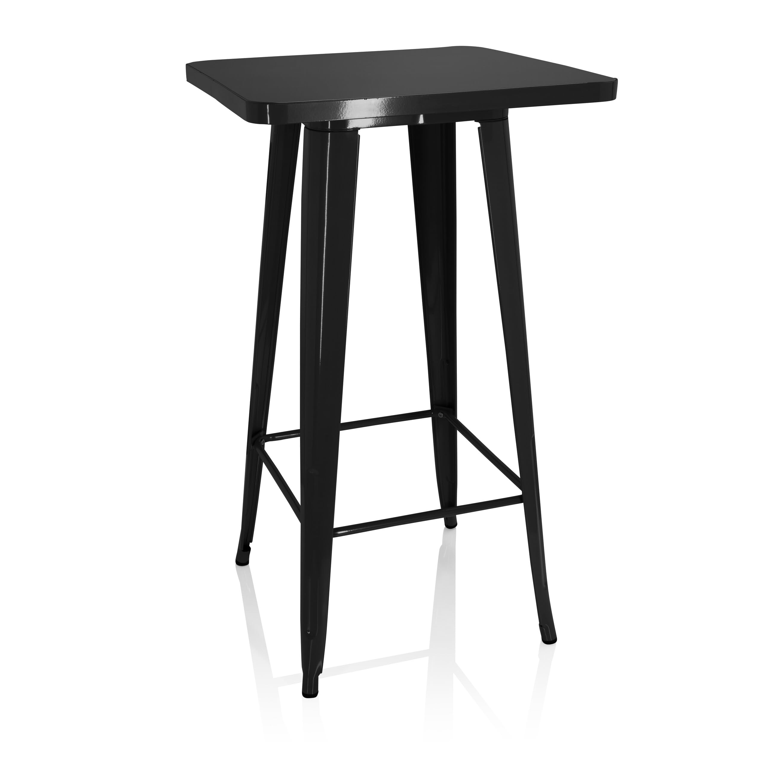 HJH Office 645060 Tavolo da Bar Metallo VANTAGGIO HIGH T Tavolo Alto Quadrato, Stile Industriale, Telaio in Acciaio Resistente, Nero
