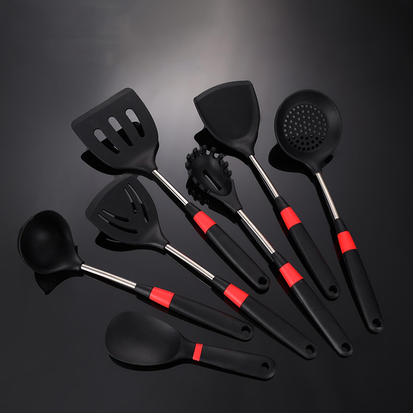 IUokLU 8 Piece Kitchen Utensil Set - Silicone Cooking Utensils, Kitchen Gadgets And Spoons for Non-stick Cookware - Silicone And Stainless Steel Spatula Set - Best Kitchen Tools