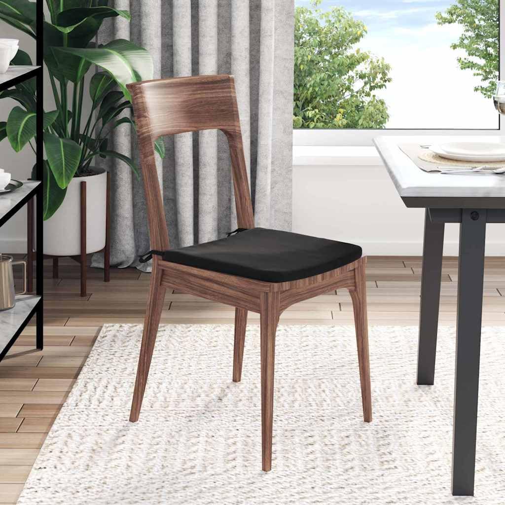 4er Set Sitzkissen Schwarz 40 x 40 cm aus Samt - Weiche Stuhlkissen mit Schaumstoff-Füllung und Haltebändern - Elegante Stuhlauflagen für Esszimmer, Wohnzimmer und Küche