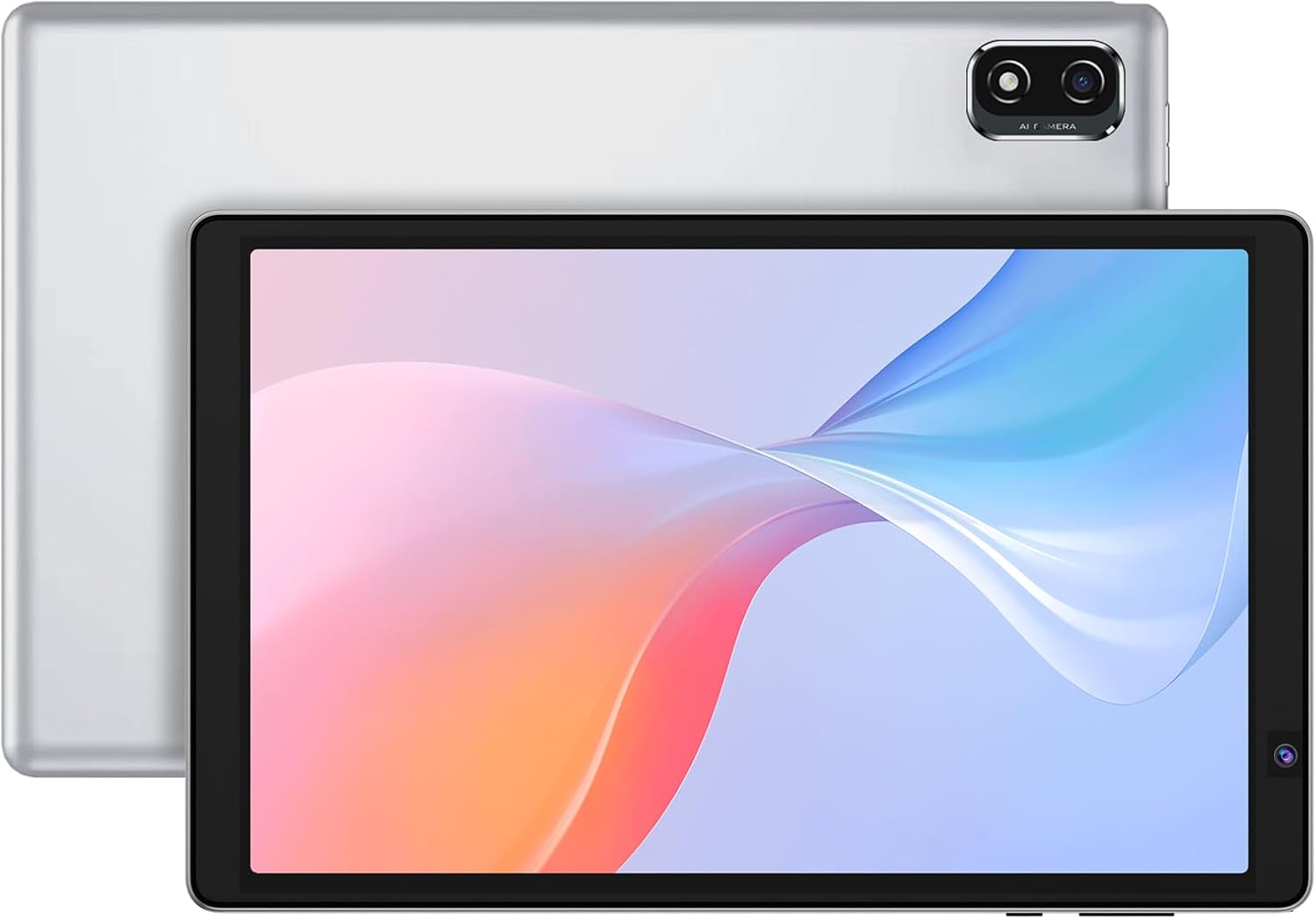 10 Inch Tablet, Android OS with 2GB RAM 32GB Storage, Quad-Core Processor, 6000mAh Battery, 10.1" HD IPS Display, Wi-Fi 6, Dual Camera, Silver