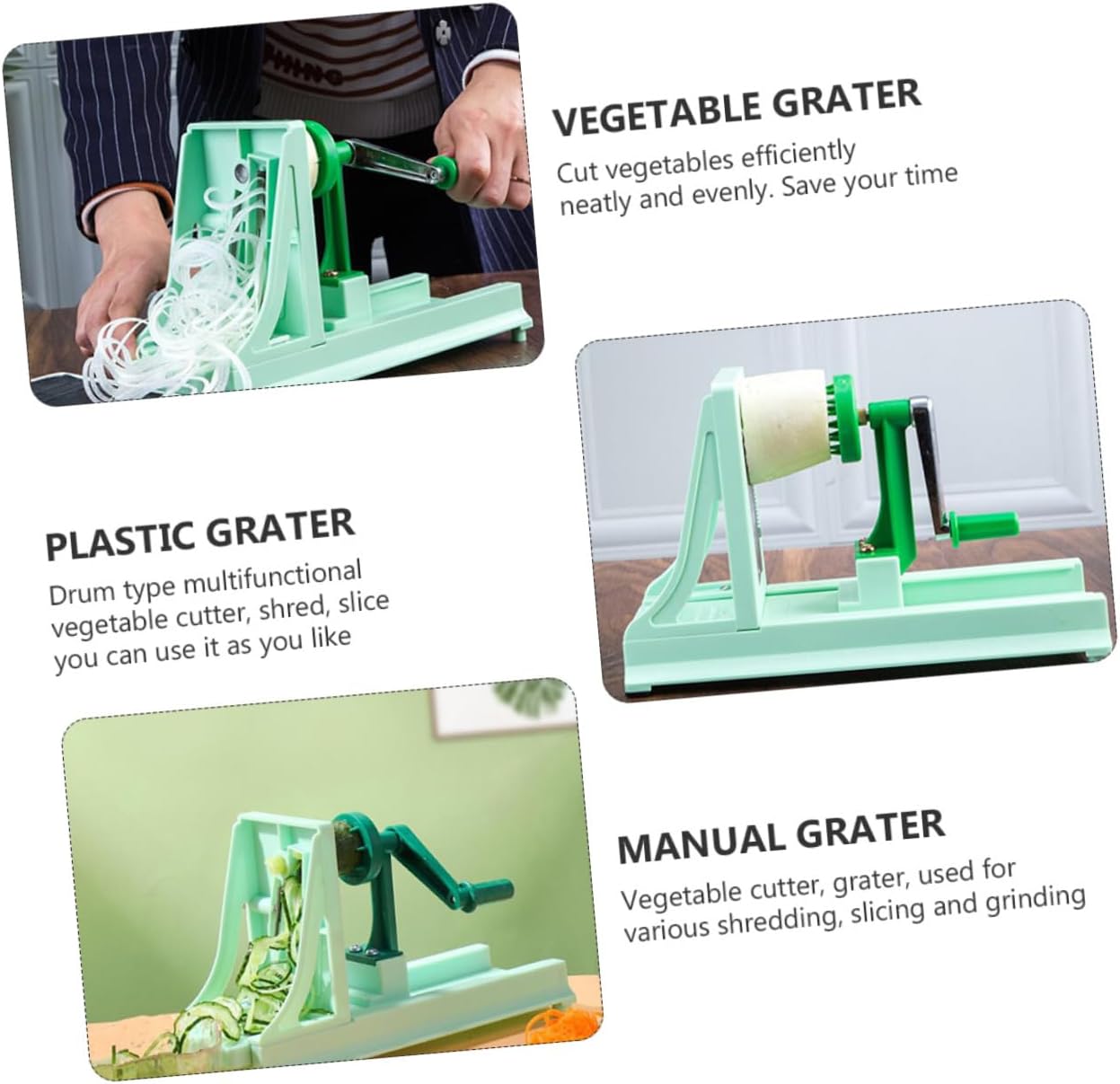 Unomor 1pc Multi-functional Vegetable Cutter Manual Drum Grater for Shredding and Slicing and Kitchen Gadget Light Green for Home Cooking