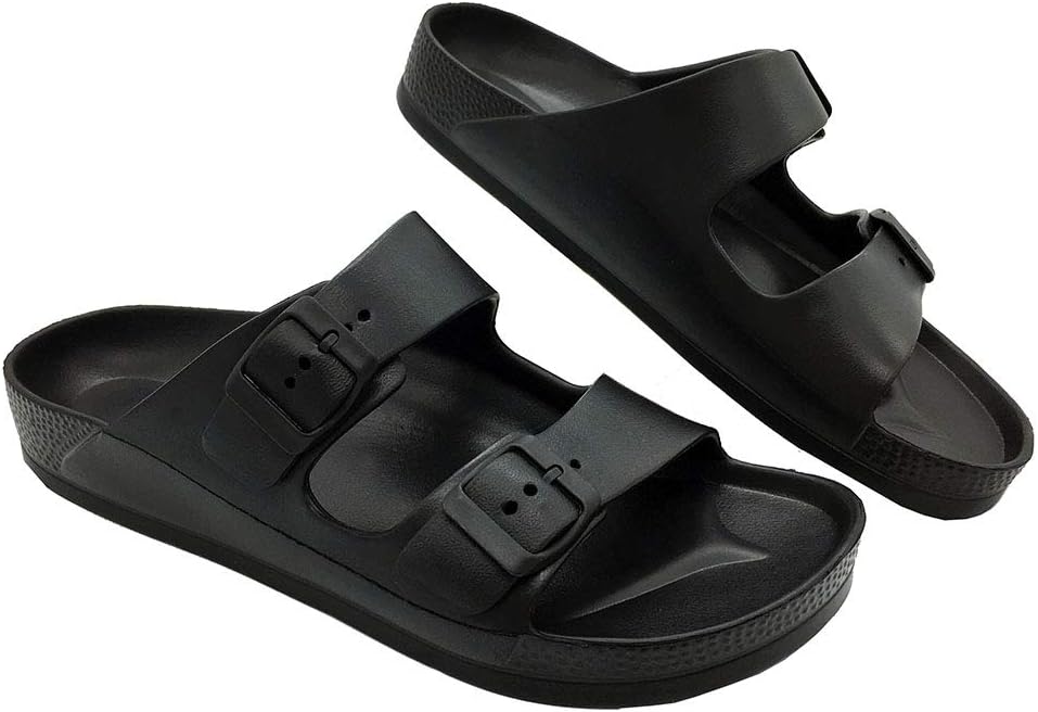 LuffymomoAdjustable Slip on Eva Double Buckle Slides for Mens