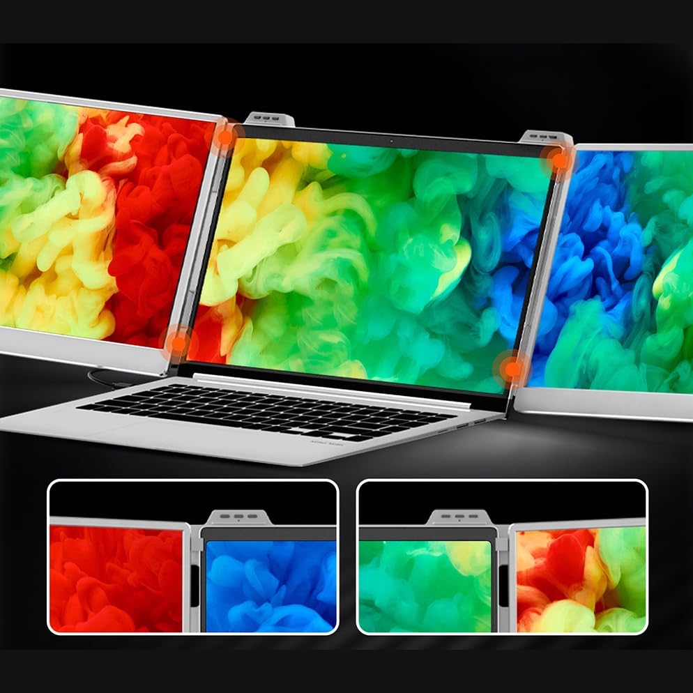 Image of Laptop Screen Extender Portable, 14 Inch Laptop Screen Extender, Triple IPS FHD 1080P, Plug n Play, HDMI Extended Monitor for Laptops (Maximum Length: 15.74 inch) Compatible, for ravel Gaming Work