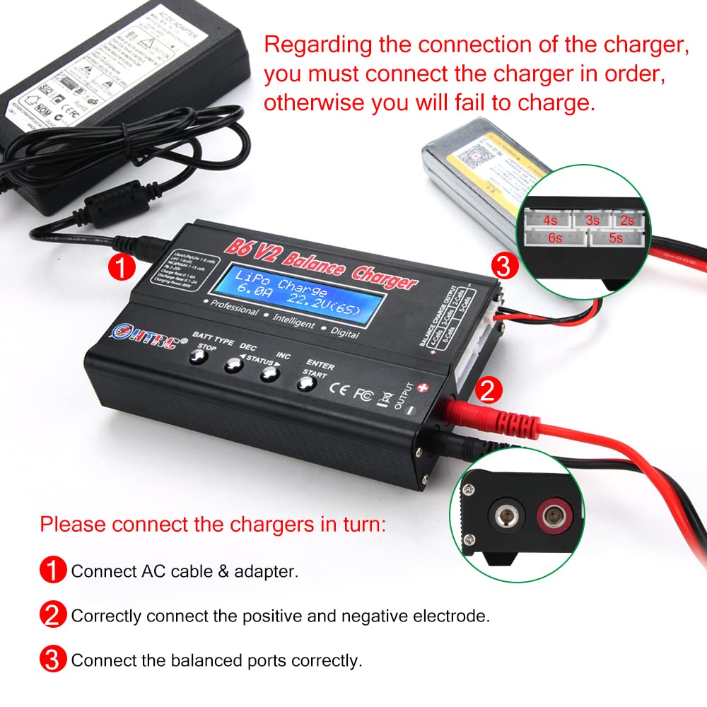 HTRC LiPo Cargador 1S-6S Cargador de Batería Digital 80W 6A para Vida de Ion de Litio NiCd NiMH LiHV PB Batería Inteligentny