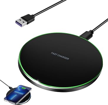 Fast Wireless Charger 35W Qi Charging Pad for iPhone 16 15 14 13 12 11, Samsung Galaxy S25 S24 S23 S22 S21 S20 S10, Universal Wireless Charging Station, Phone Charging Pad with LED Indicator Black
