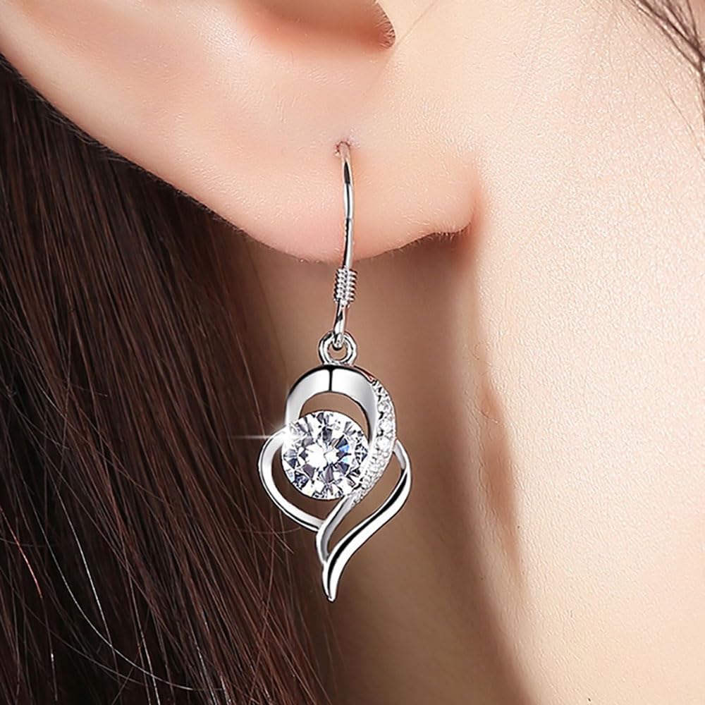 Dangle Plated Silver Nickel Free Earrings for Women Girlfriends Teens Rotary Shape Fashion Tassel Earrings Zircon Pendant Earrings All-Match Ear Hooks Fashion Jewelry Gifts for Teens - Image 4