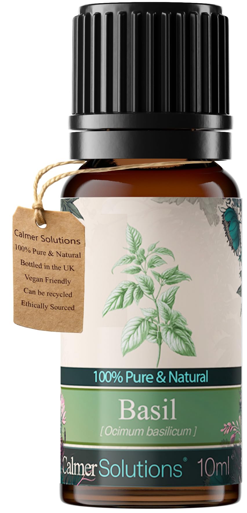 Calmer Solutions Yellow Basil Essential Oil 10Ml – 100% Pure & Natural Steam Distilled Ocimum Basilicum Oil – Fresh Herbal Aroma For Diffuser, Aromatherapy & Home Fragrance – Uk Bottled Essential Oil