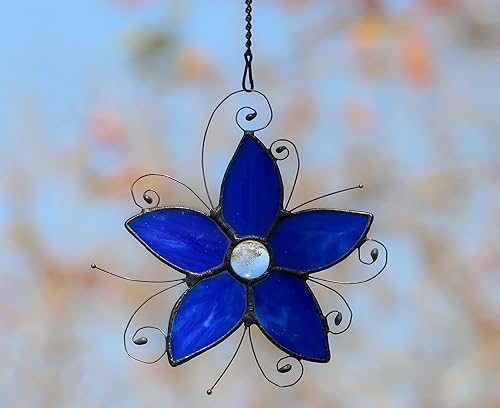 Miniatura 7 de Forget-me-not - Atrapasoles para ventana con vitrales, Forget Me Not Flower Suncatcher para ventana, flores de vitral, regalos de cumpleaños para