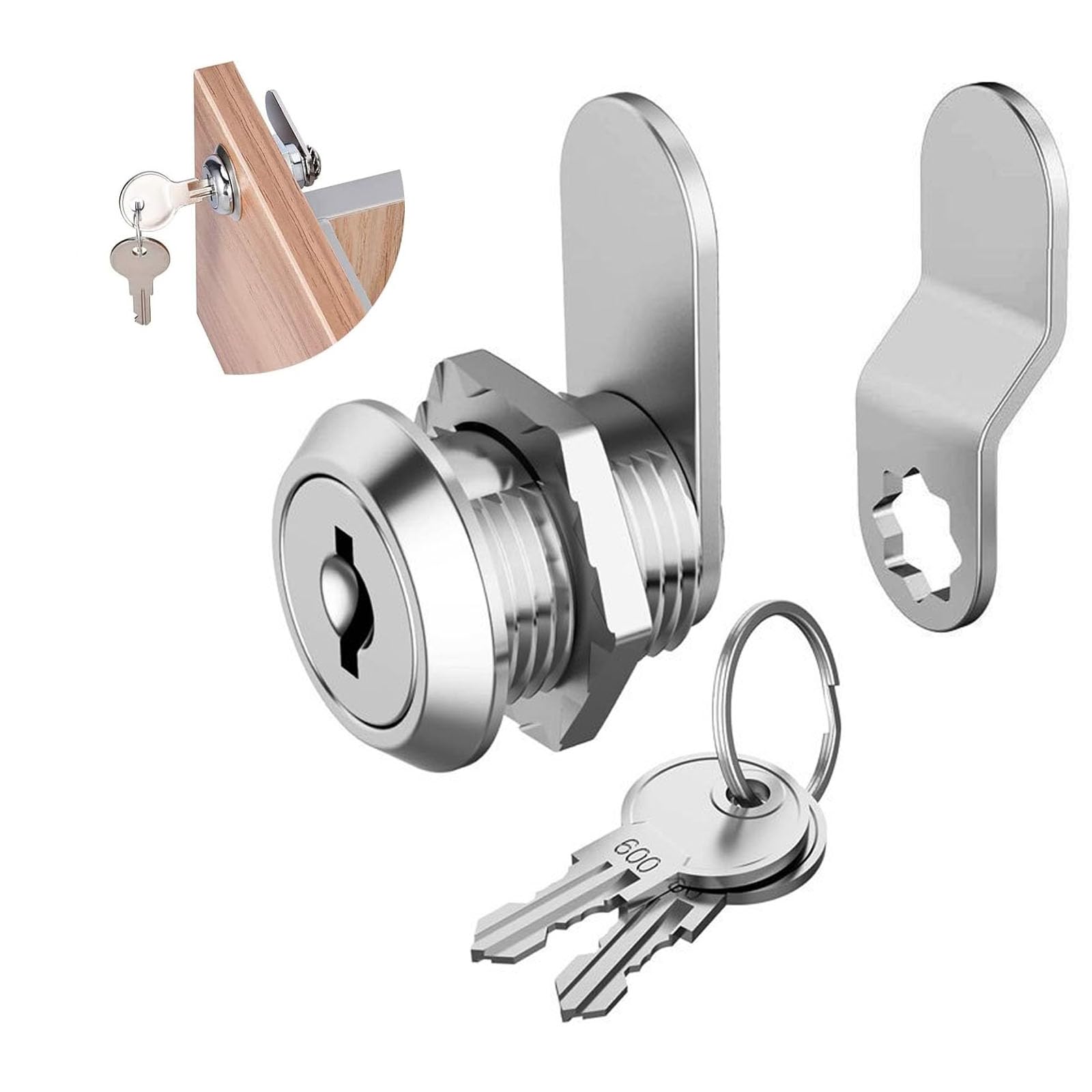 Bull Tiger Prestige Mailbox Lock 16 mm, Locker Lock Comes with 2 Keys and 1 Lock Plates, Cam Lock Cylinder Lock Security Mailbox Lock, Lever Lock for Letterboxes, Cabinet Doors, Furniture Used