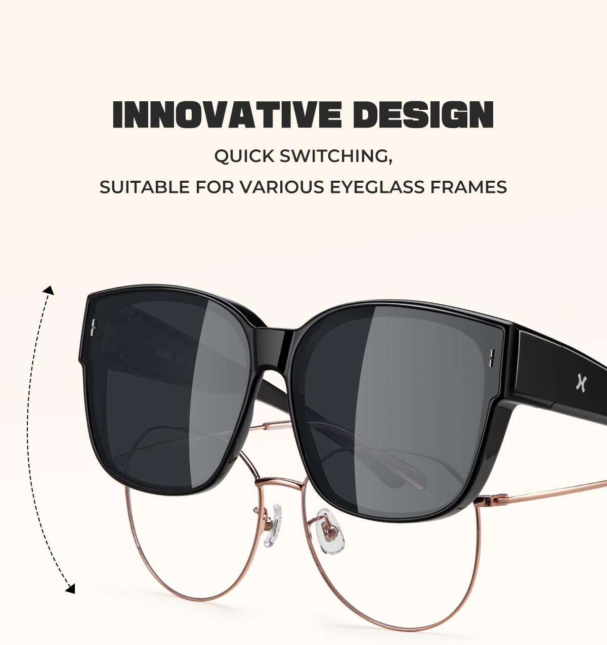 LOHO Polarized Over Glasses Sunglasses for Women Men, 0.78 oz Lightweight 2026 Oversized Square fit over Sun Glasses, UV400 - Image 3