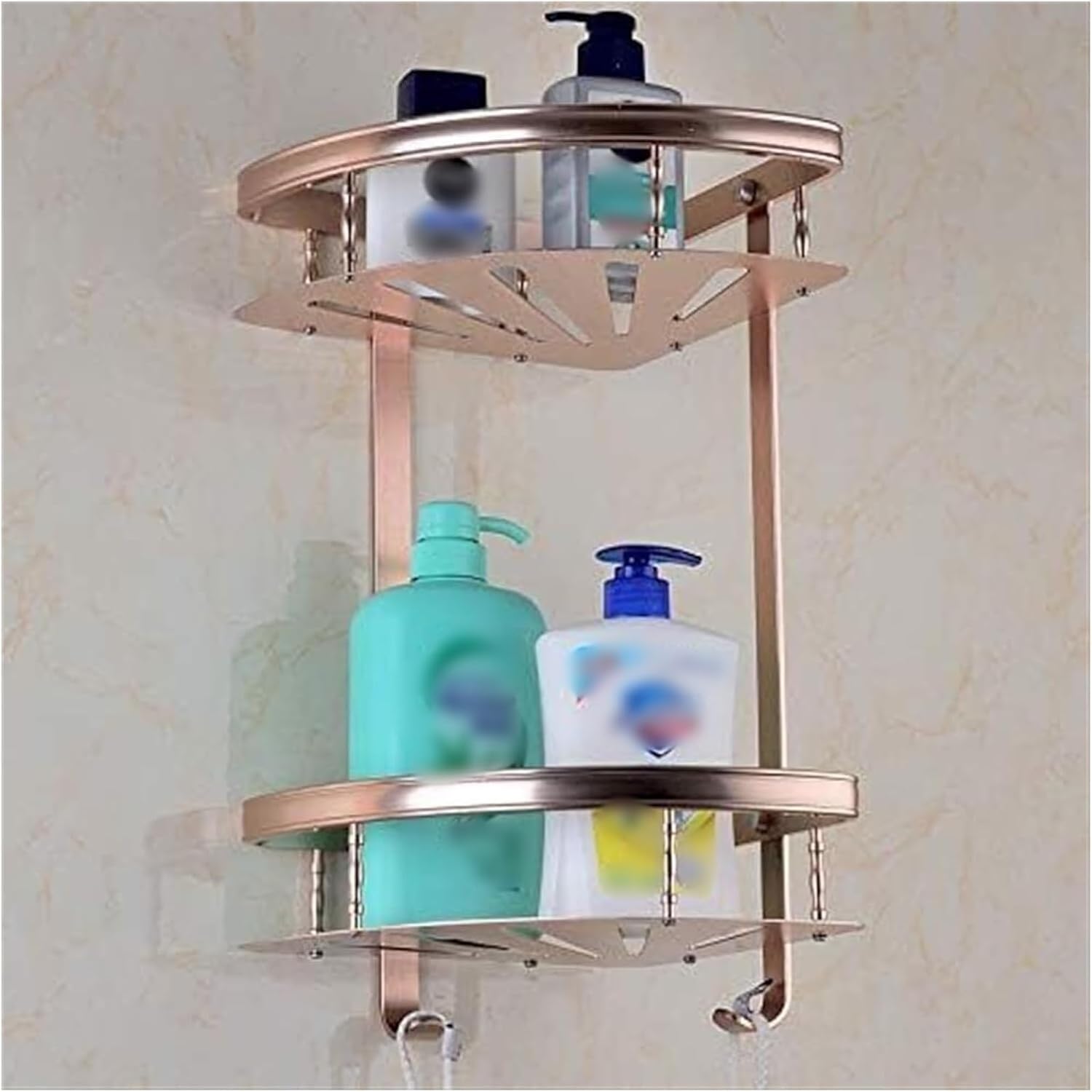 shower storage,corner shelves, Corner Shower Wall Caddy Space Aluminum Shower Shoo Soap Cosmetic Shelves Bathroom Accessories Storage Organizer Rack Holder (Color : Gol (Color : Golden) ( Color : Rose