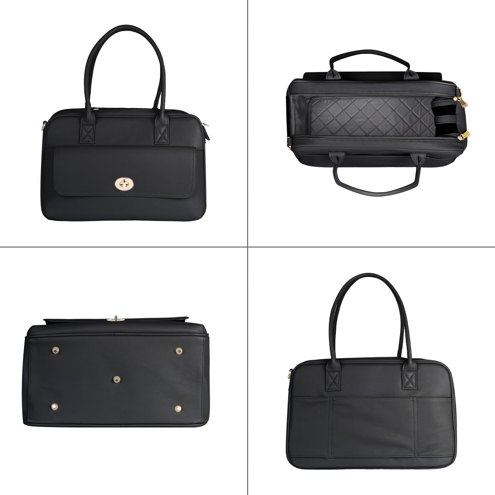 Fashion Pet Carrier Dog Purse Carrier Cat Soft Side Carriers for Puppy Kitten, Stylish Leather Handbag Tote Travel Pet Bag for Small Dogs Cats, TSA-Airline-Approved (Black)