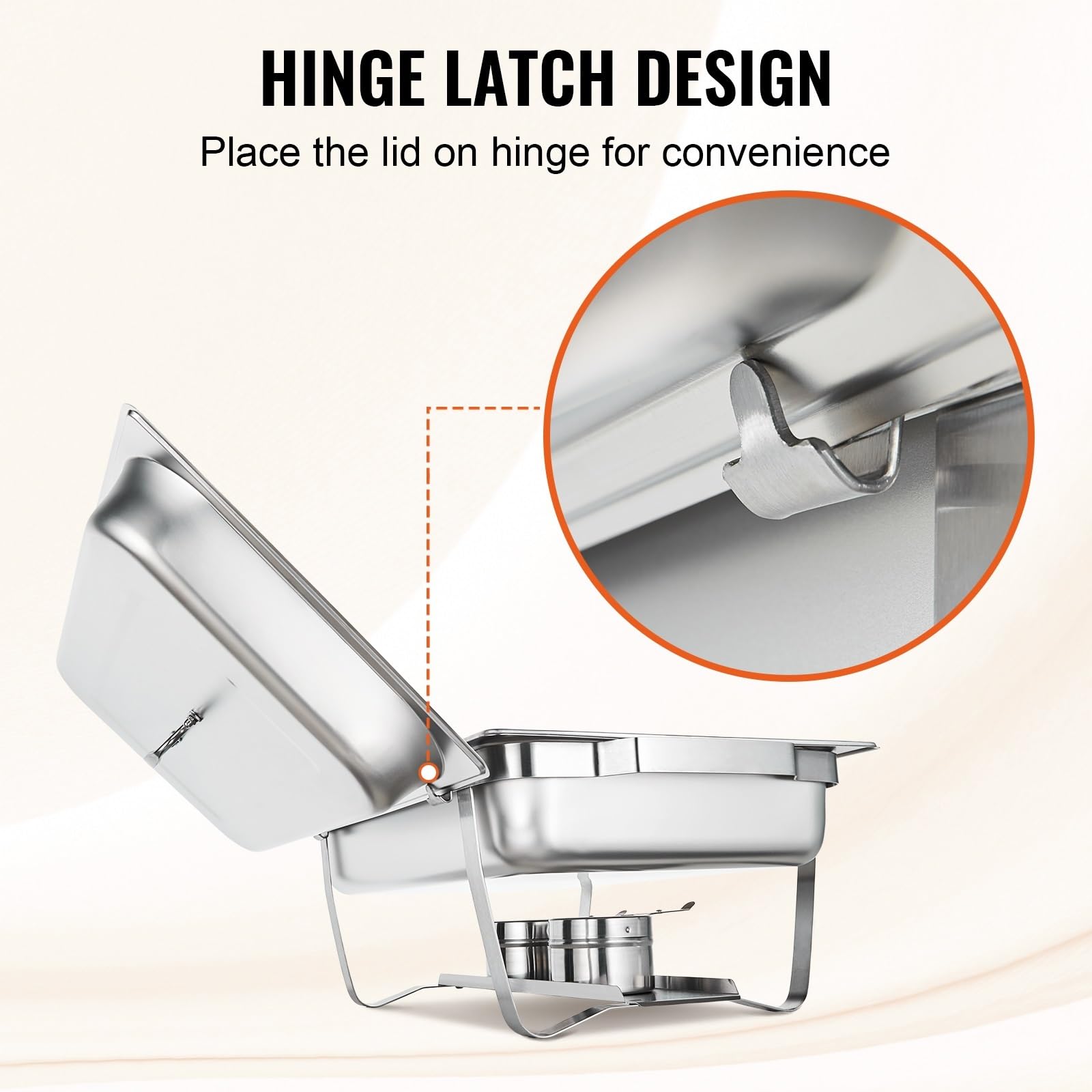 Juego de 2 Platos de frotamiento 8QT, Juego de bufé de Acero Inoxidable con 2 sartenes Completas y 4 de tamaño Medio, Servidor Calentador de Catering Rectangular con Tapa