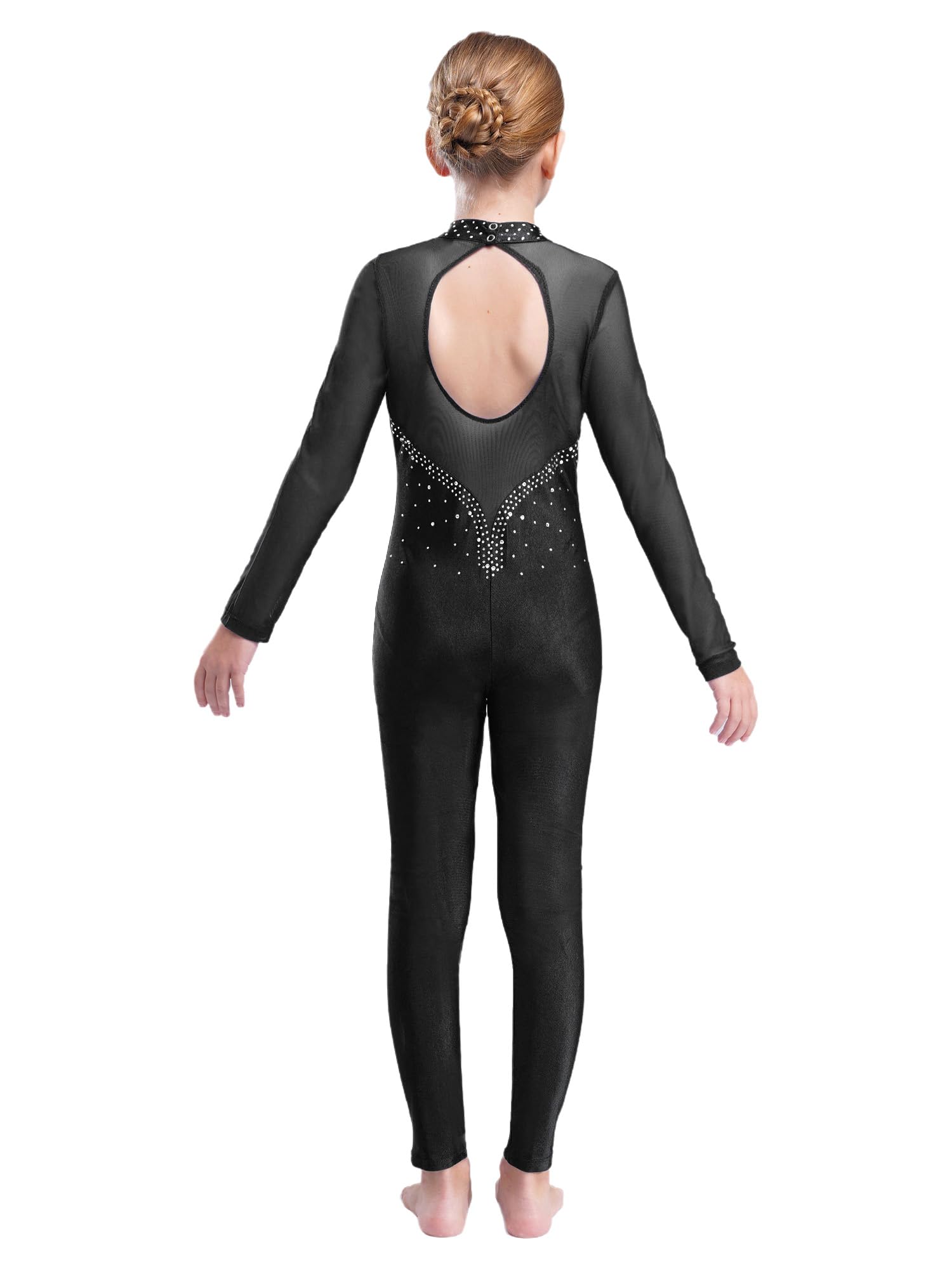 Alvivi Maillot Danza Niña Manga Larga Mono Deporte de Entero Jumpsuit Elástica Leotardo Gimnasia Medias de Ballet Disfraz Bailarina