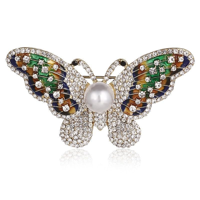 Image of Variety Styles Butterfly Brooch - Multi-Color Rhinestone Crystal Brooch Pin Cute Butterfly Shape Corsages Brooches Decoration Gift for Women