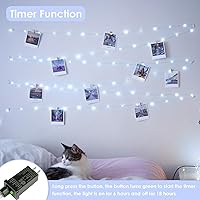 Vista 3 de Guirnalda de 200 luces LED de 66 pies enchufables con control remoto, tira de luces impermeables para exteriores e interiores, 8 modos