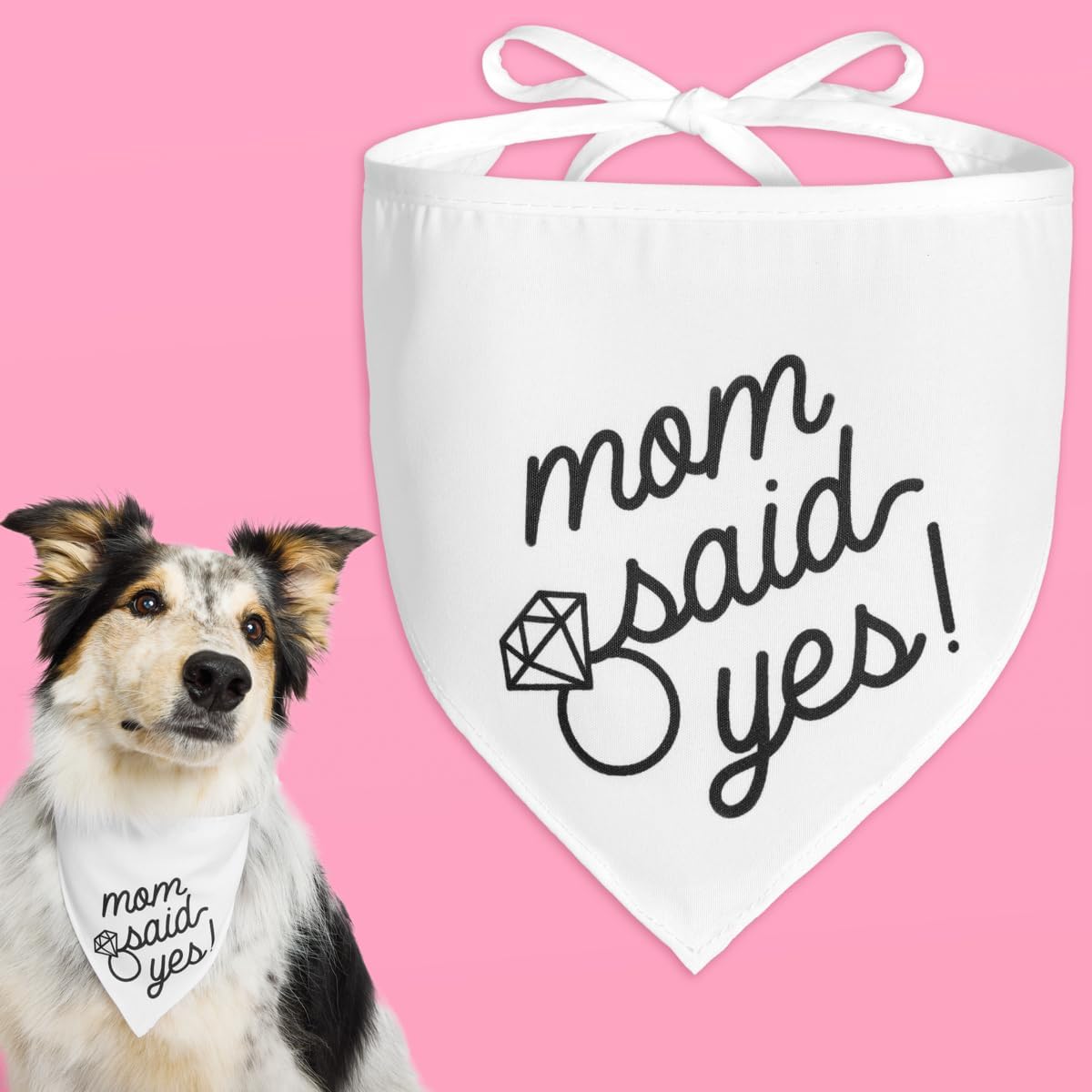xo, Fetti Mom Said Yes Pet Bandana Engagement Gift| Bachelorette Decorations, Proposal Dog Collar, Engaged, Bridal Shower Animal Prop, Wedding Accessory