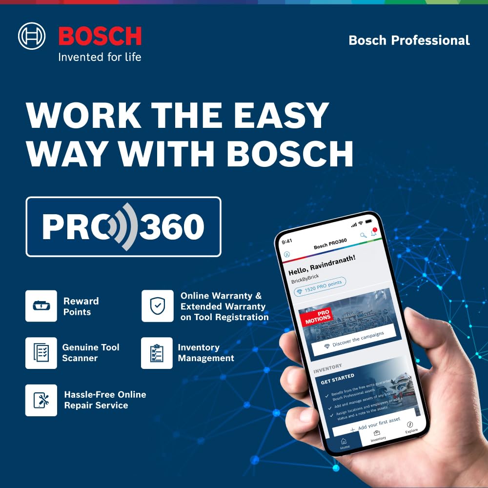 Bosch GBM 13 RE Heavy Duty Corded Electric Rotary Drill, 600W, 13 mm, 20 Nm, 1.7 kg, Speed Selection, Forward/Reverse Rotation, Soft Grip, For Wood & Metal + Handle, Depth Gauge, 1 Year Warranty — Amazon image 3
