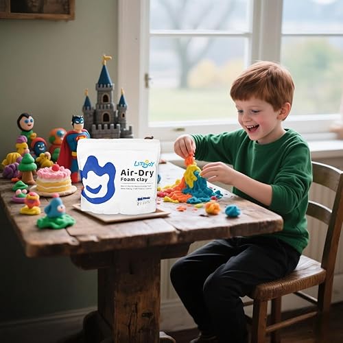 Miniatura 9 de Arcilla de espuma de secado al aire azul de LitoJoy de 1.1 libras  17.64 oz, modelado, suave, peso ligero para suministros escolares, proyectos de