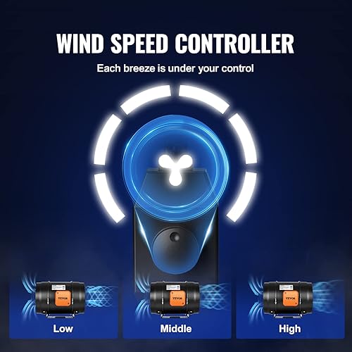 Miniatura 5 de VEVOR - Ventilador de conducto en línea, de 8 pulgadas, 750 CFM con controlador de velocidad variable, ventilador de escape de ventilación