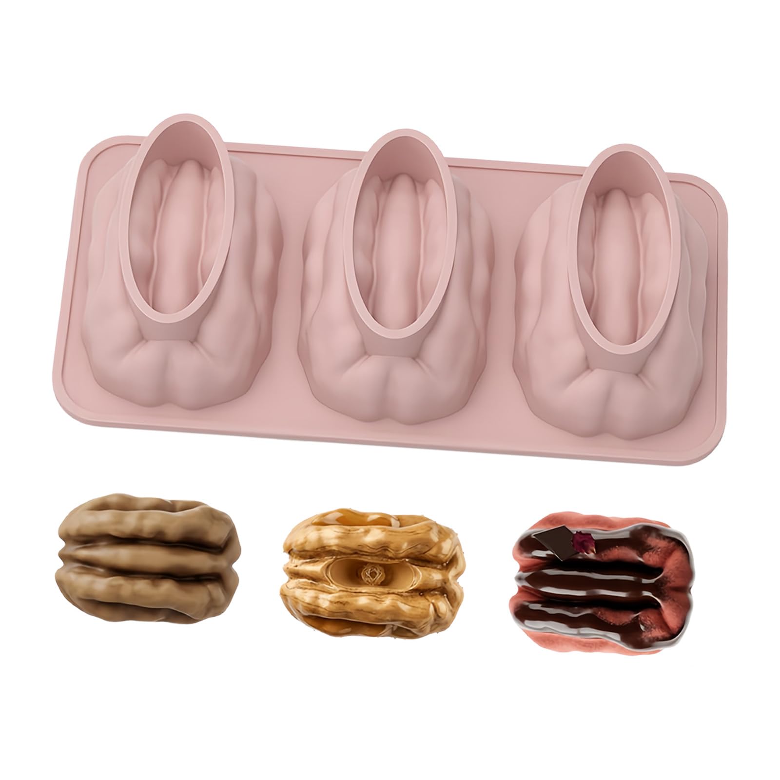 HZBB Multipurpose Nonstick Cake Molds Walnuts Shape Baking Pan Chocolate Molds Silicone Texture for Oven Freezer Microwave Use Professional Baking Equipment
