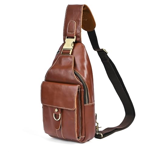 Handadsume Leather Hiking Sling Crossbody Chest Pack