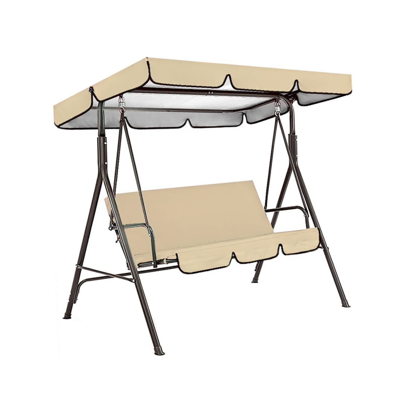 Wodoodporny zapasowy zestaw pokrowców na huśtawkę do 2-3-osobowego hamaka tarasowego – osłona przeciwsłoneczna w kolorze khaki (195 x 125 x 15 cm) - zadaszenie huśtawki ogrodowej