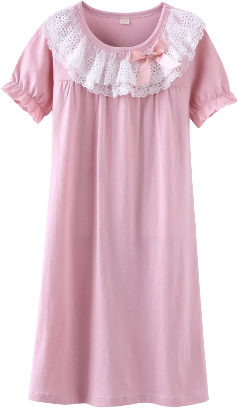 ABClothing Mommy & Girls' Matching Lace Nighties & Bowknot Nightgowns 100% Cotton Sleepwear for Toddler 5-14 Years