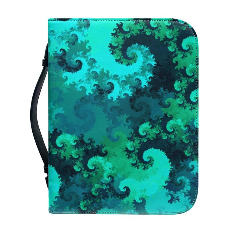 Garronmavis Marble Painting Bible Cover for Women, Swirl Turquoise Paintings Zippered Bible Case, Fractal Art Bible Carrier - 2XL — image 1