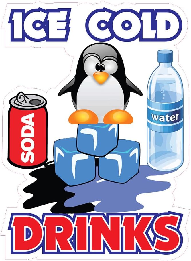 Ice Cold Drinks Concession Restaurant Food Truck Die-Cut Vinyl Sticker 24 inches
