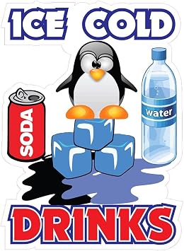 Ice Cold Drinks Concession Restaurant Food Truck Die-Cut Vinyl Sticker 10 inches