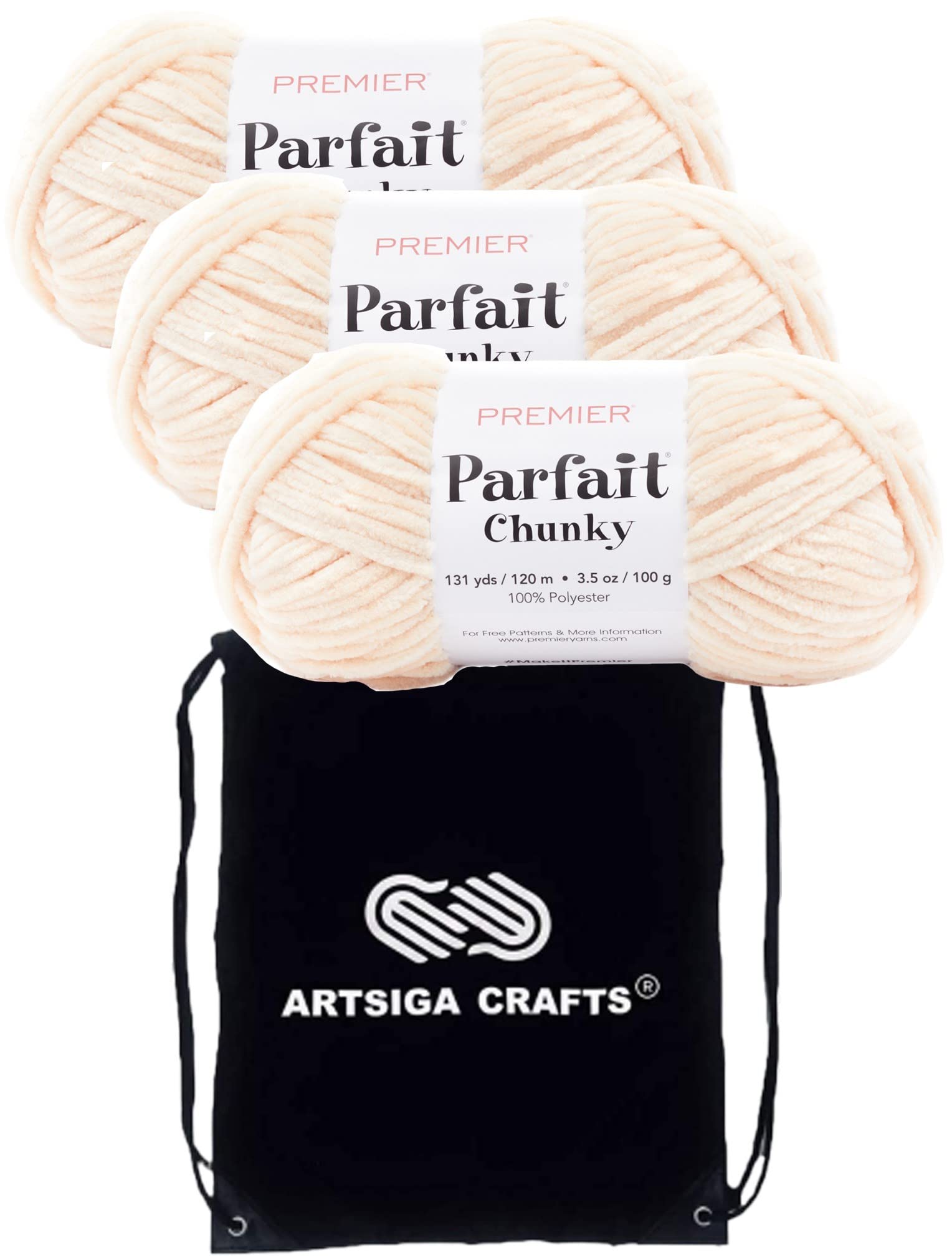 Hilo Parfait Chunky Shell de Premier Yarns 3 madejas premium de tacto aterciopelado para tejer