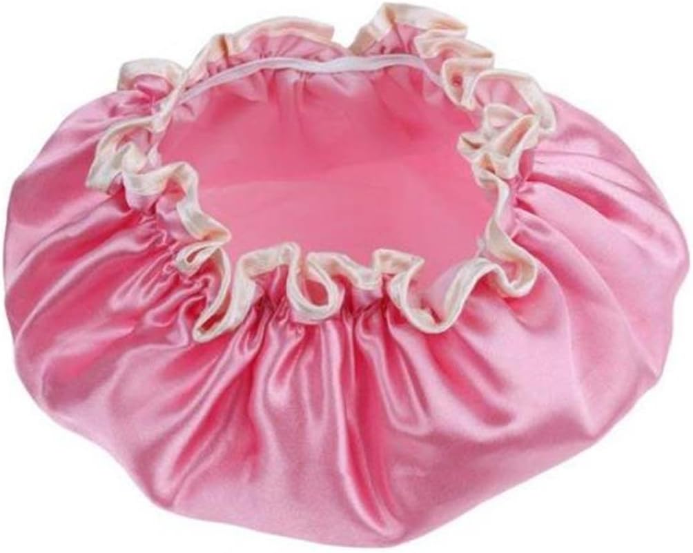 Double Layer Bath Cap for Women Elastic Band Spa Shower Hat Waterproof