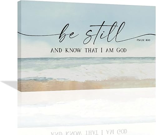 Miniatura 18 de Arte de pared cristiano grande con texto en inglés «Be Still and Know That I Am Gods» («Be Still and Know That I Am Gods») para decoración de pared,