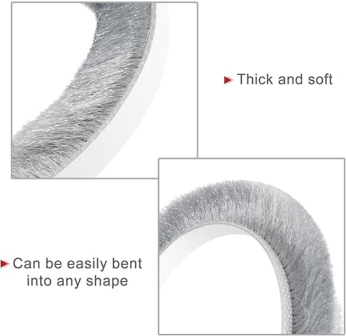 Miniatura 4 de uxcell Burlete de agua, 26 pies de largo x 0.3 pulgadas de ancho x 0.5 pulgadas de alto, sello autoadhesivo para burlete de barrido, color gris para