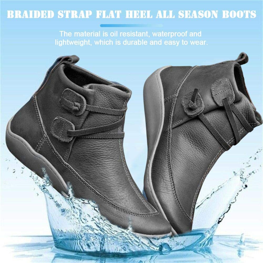 braided strap flat heel all season boots