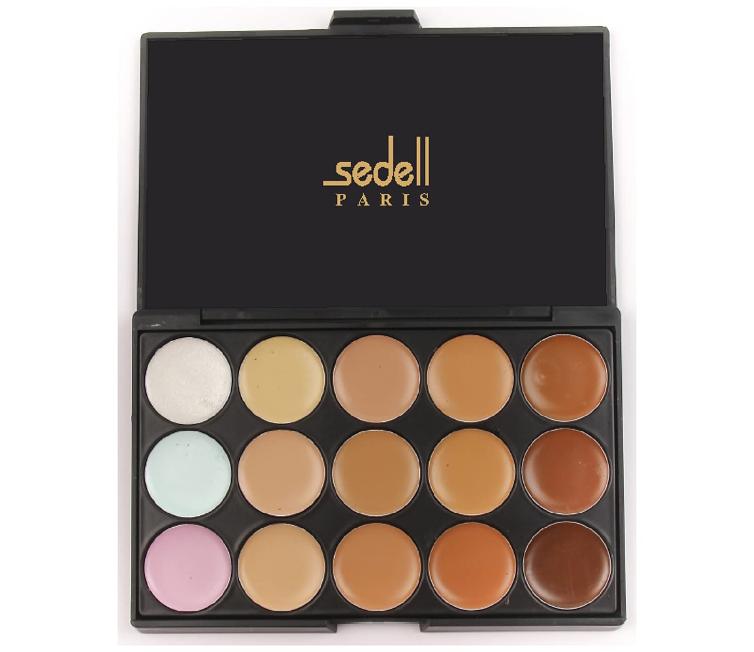 Sedell Professional 15 Colosr Cream Concealer Camouflage Foundation Makeup Palette Contour Face Contouring Kit-02, Multicolor, 2 g-picture-40