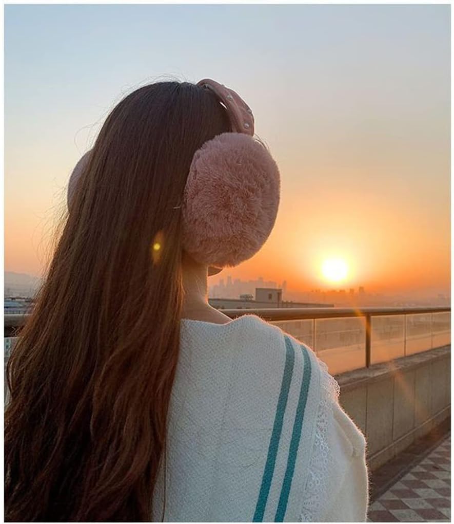 Milk Tea Color Cute Rabbit Ears Bowknot Earmuffs For Ladies Winter Imitation Super Large Ear Warmer Cover Headband