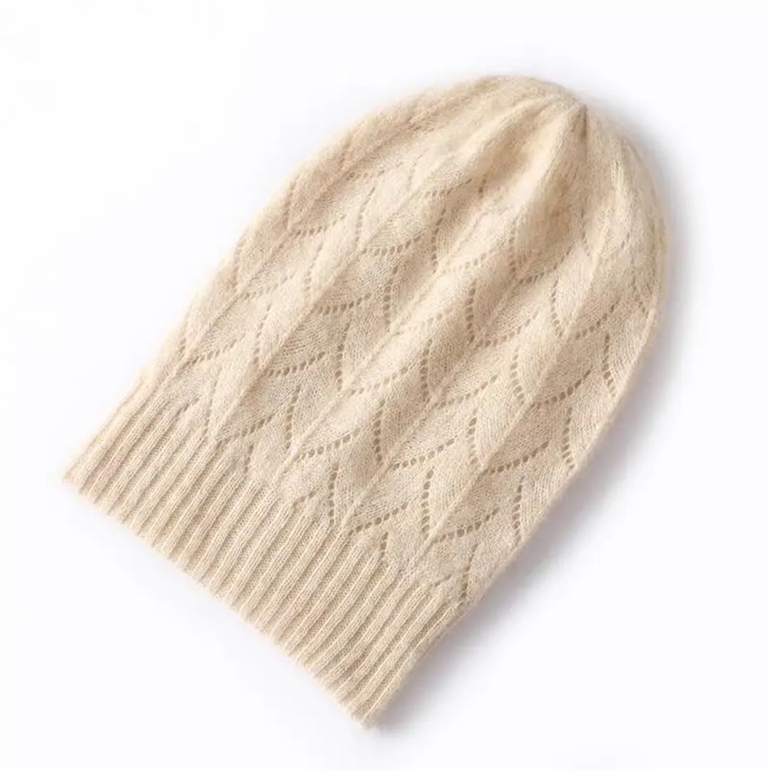 Czapki zimowe damskie kaszmirowe dzianinowe żakardowe czapki Outdoor Keep Warm (beżowe, jeden rozmiar)
