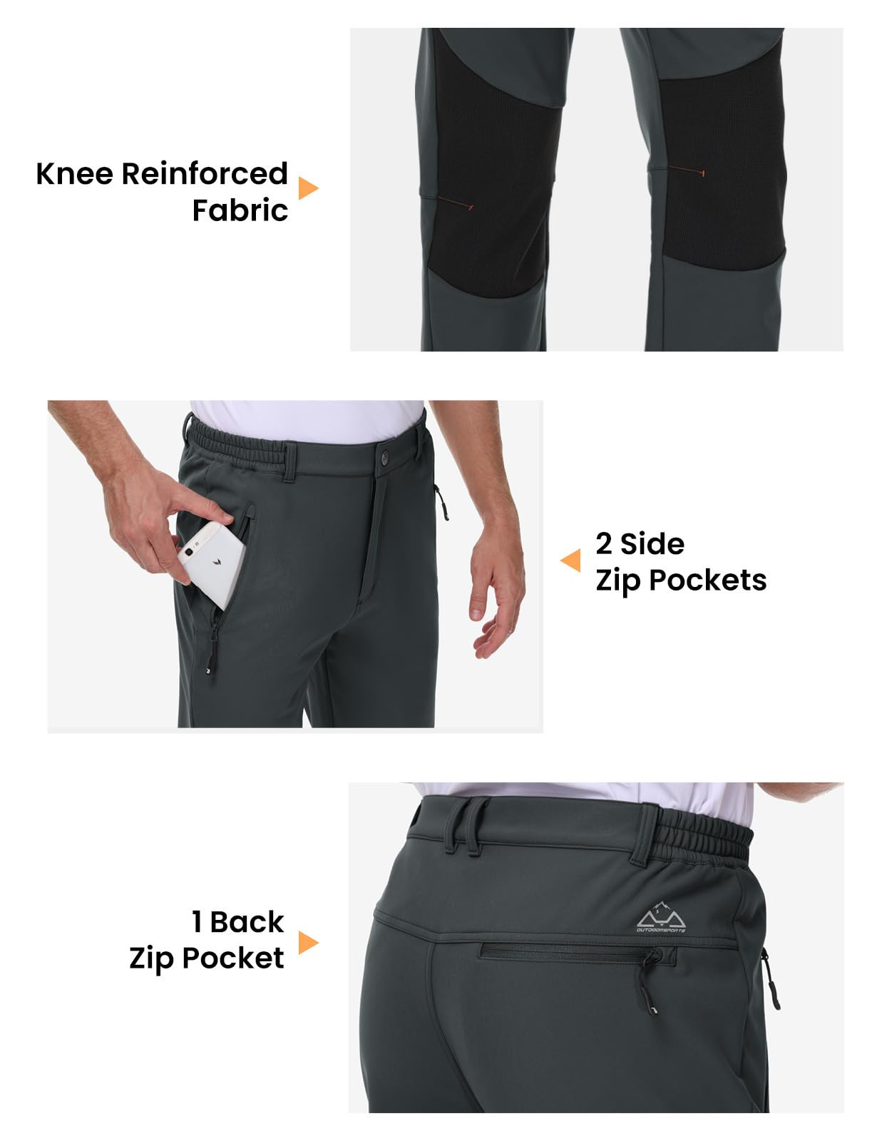 Snapklik.com : Mens Snow Ski Pants Waterproof Fleece Lined Insulated ...